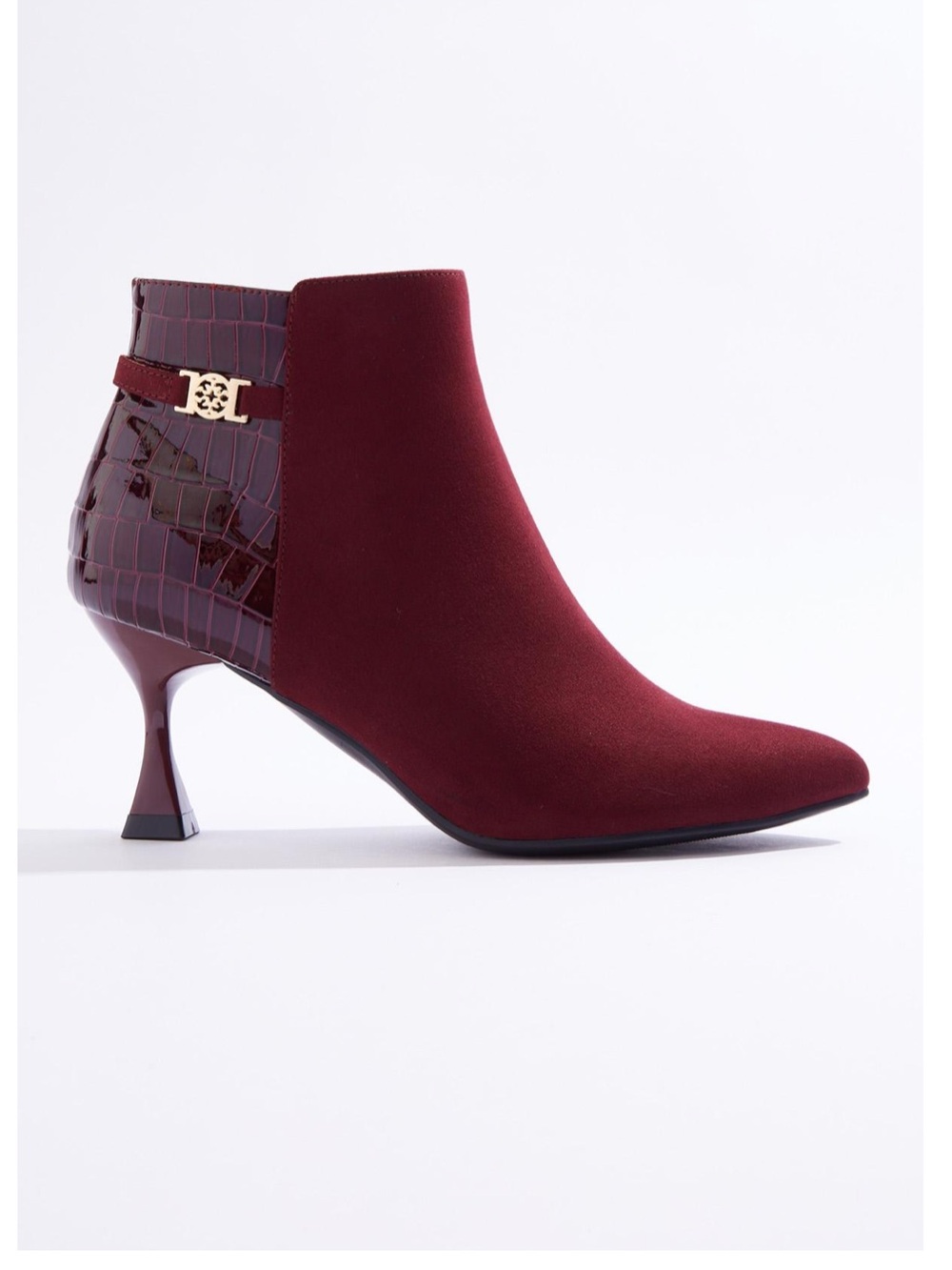Burgundy Women's Pointed Toe Ankle Boot